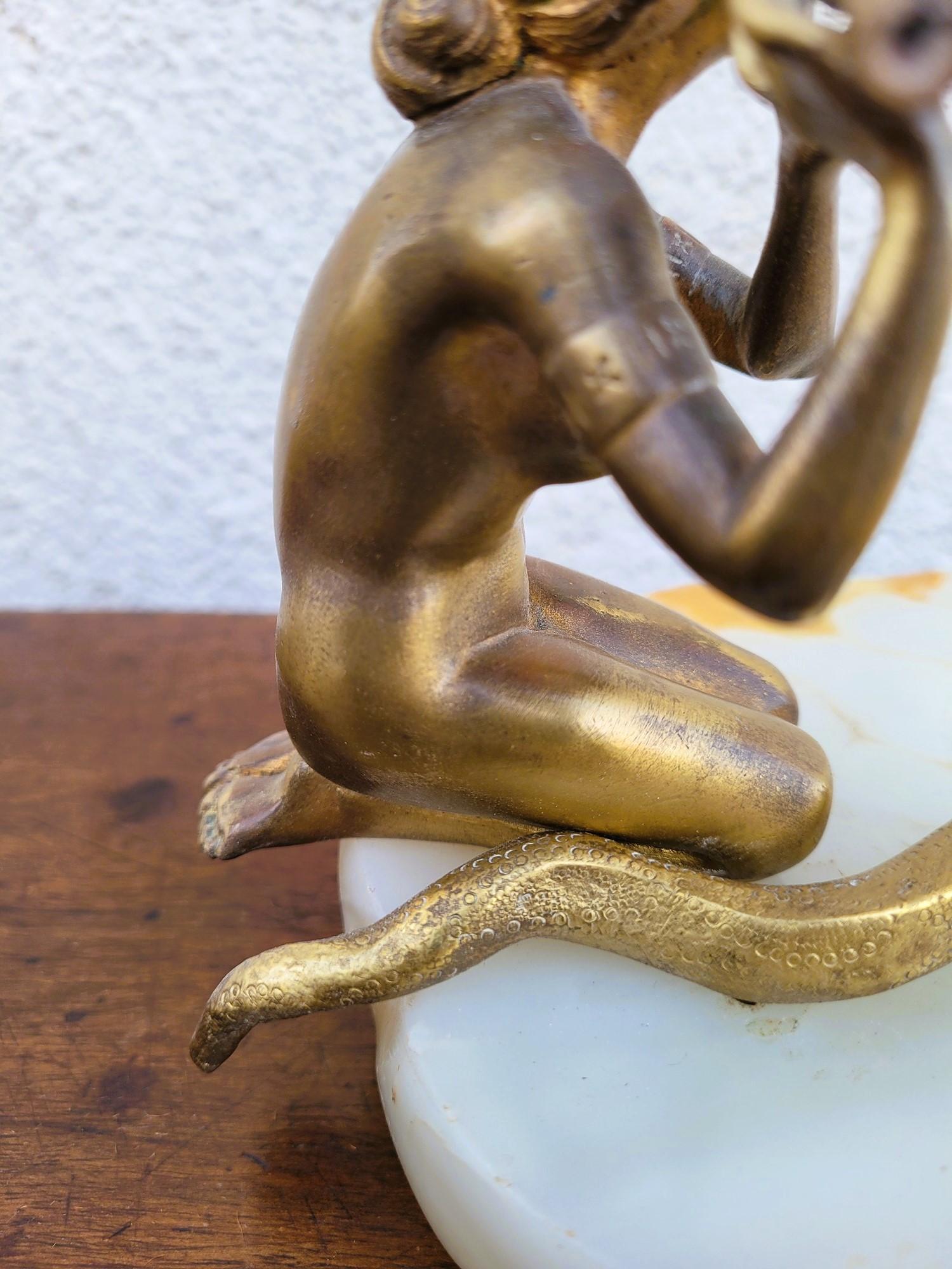 Incantatore di serpenti, nello stile di Preiss, Bronzo, Art Déco, XX secolo in vendita 8