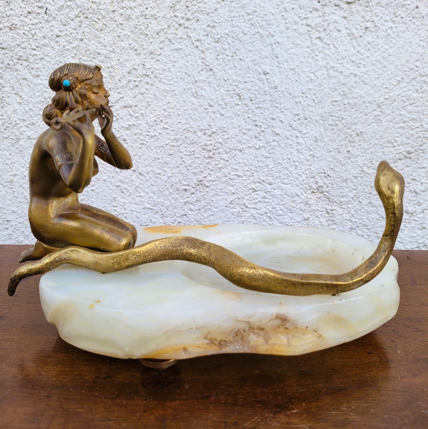 Incantatore di serpenti, nello stile di Preiss, Bronzo, Art Déco, XX secolo in vendita 12