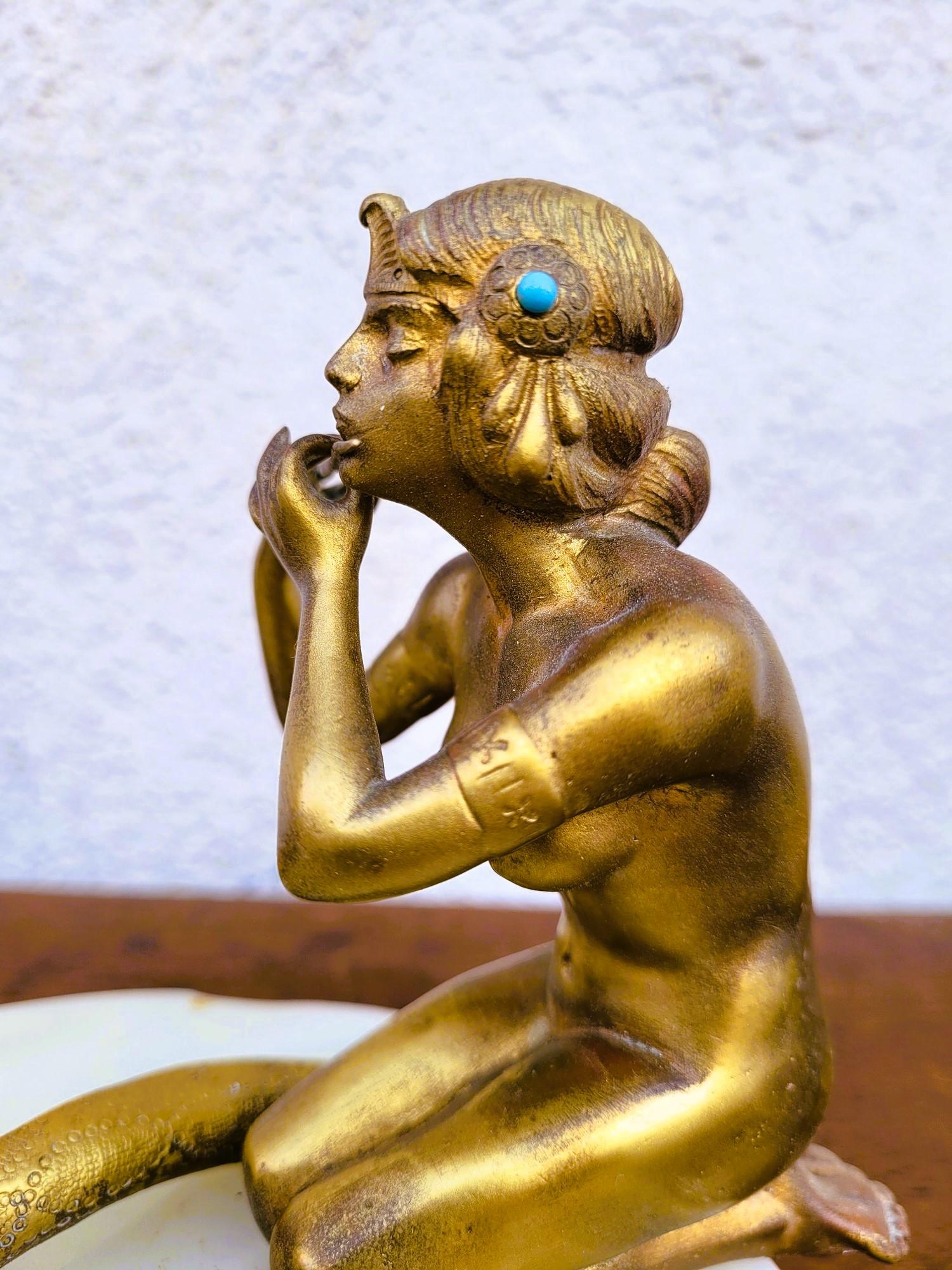 Europeo Incantatore di serpenti, nello stile di Preiss, Bronzo, Art Déco, XX secolo in vendita