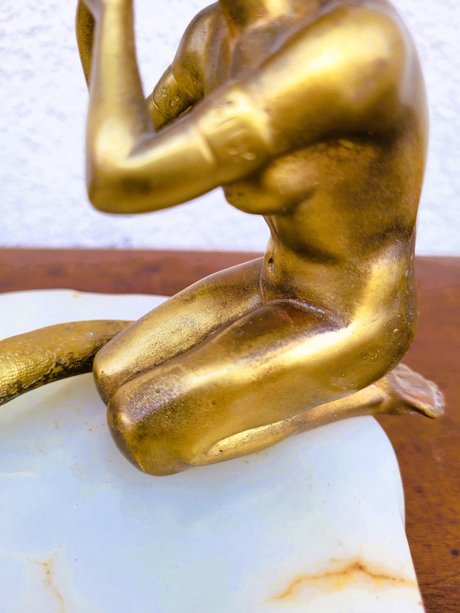 Incantatore di serpenti, nello stile di Preiss, Bronzo, Art Déco, XX secolo In condizioni buone in vendita a MARSEILLE, FR
