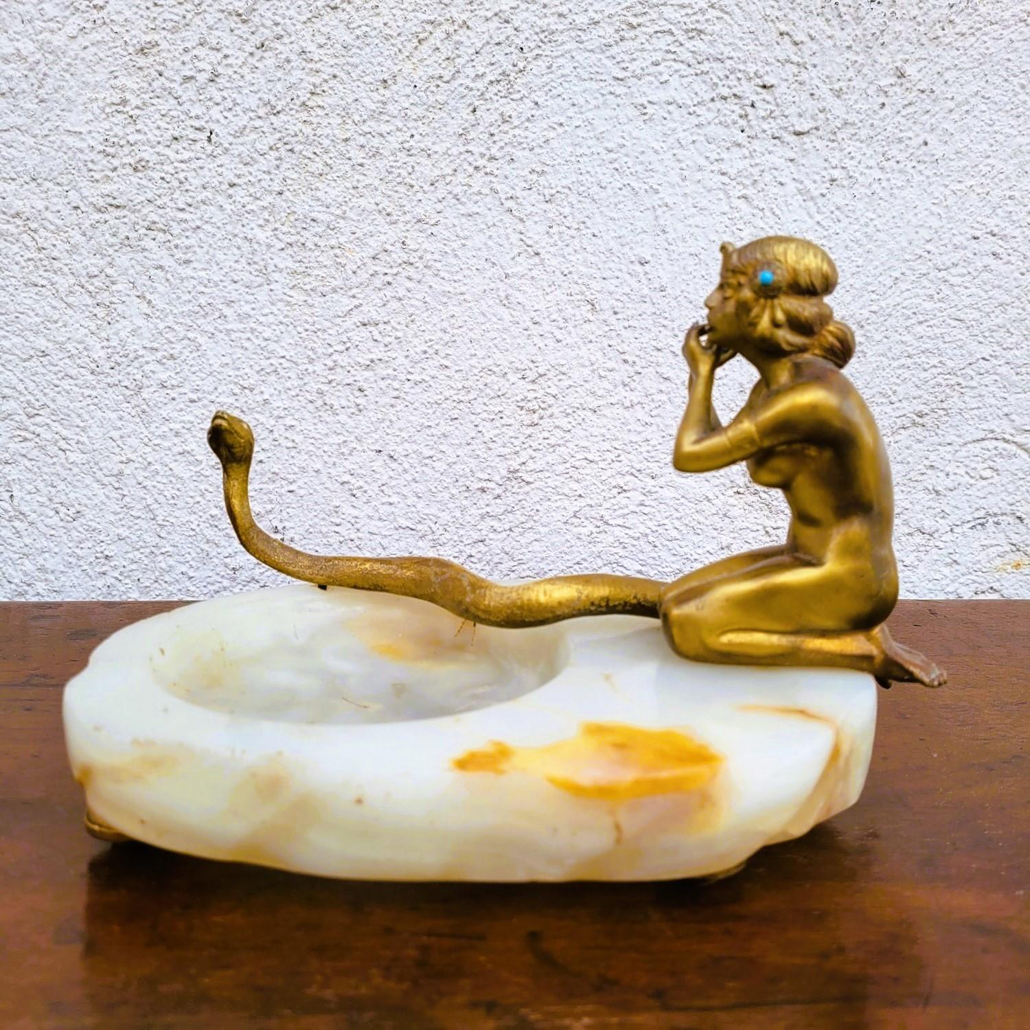 Incantatore di serpenti, nello stile di Preiss, Bronzo, Art Déco, XX secolo in vendita 3