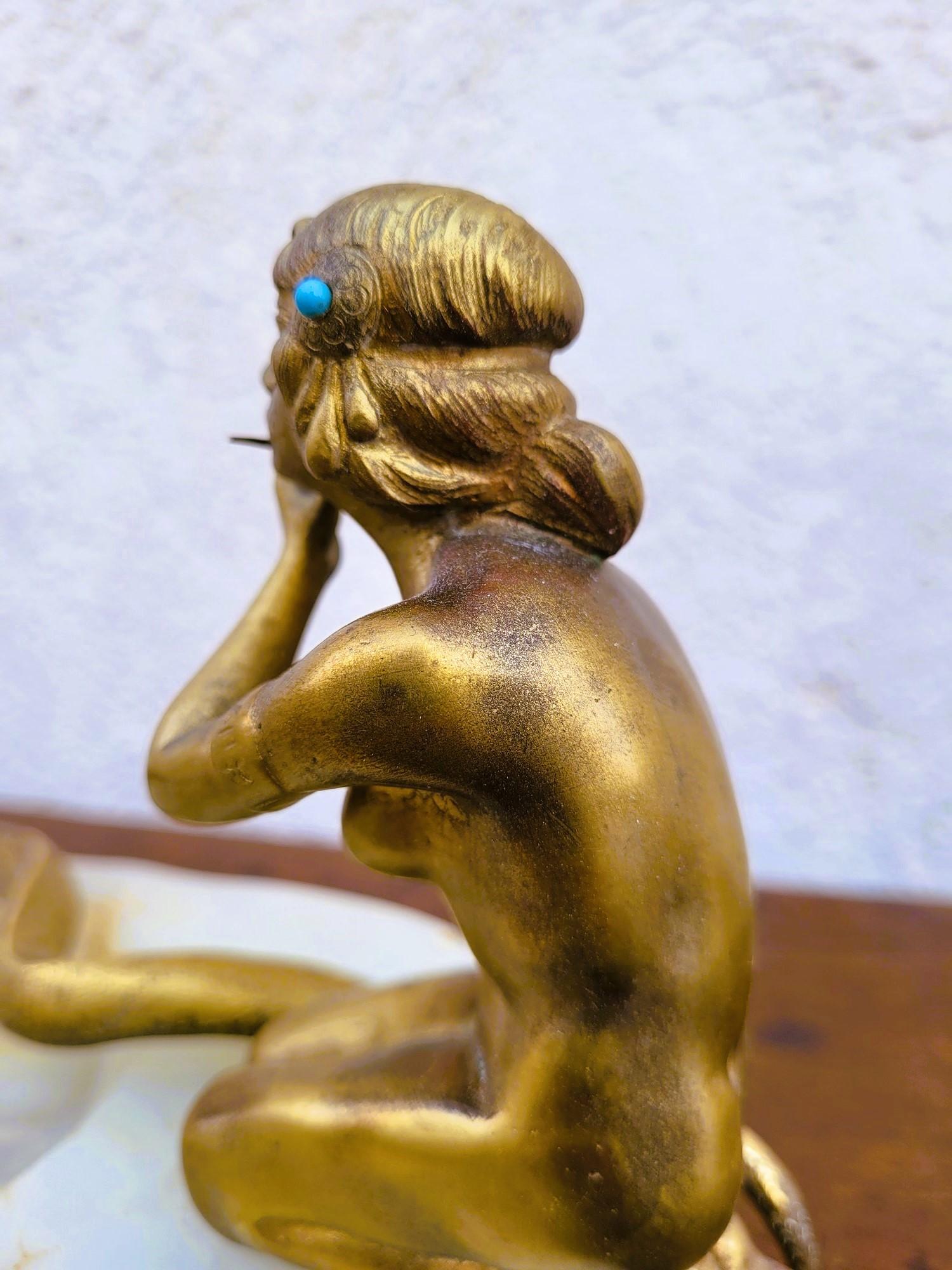 Incantatore di serpenti, nello stile di Preiss, Bronzo, Art Déco, XX secolo in vendita 4