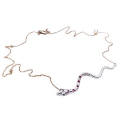 Snake Choker Necklace Ruby Tanzanite Silver Serpent Gold Chain