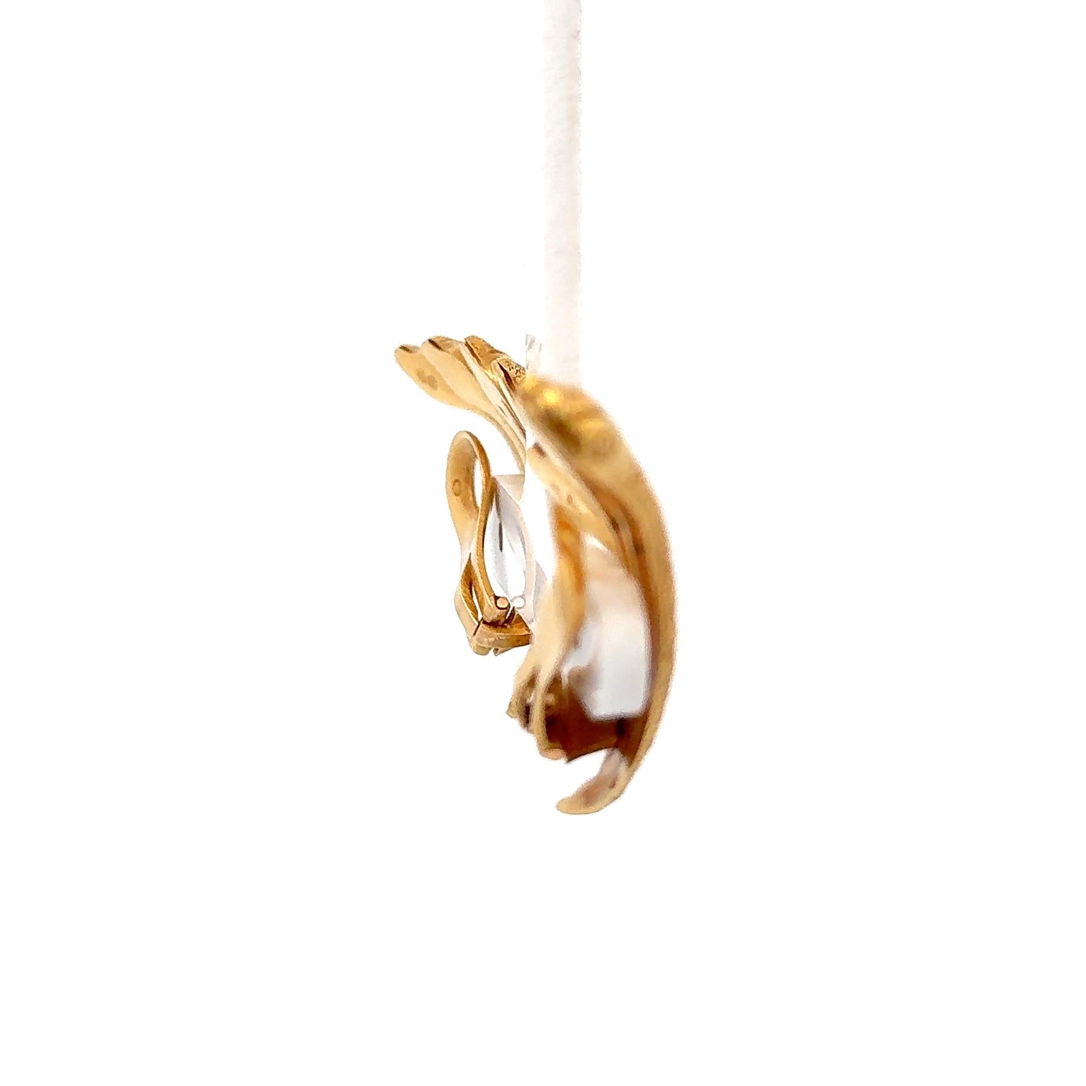 Women's or Men's Snake Clip-On Earrings 22K Yellow Gold For Sale