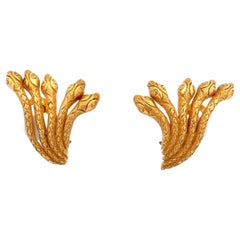 Snake Clip-On Earrings 22K Yellow Gold