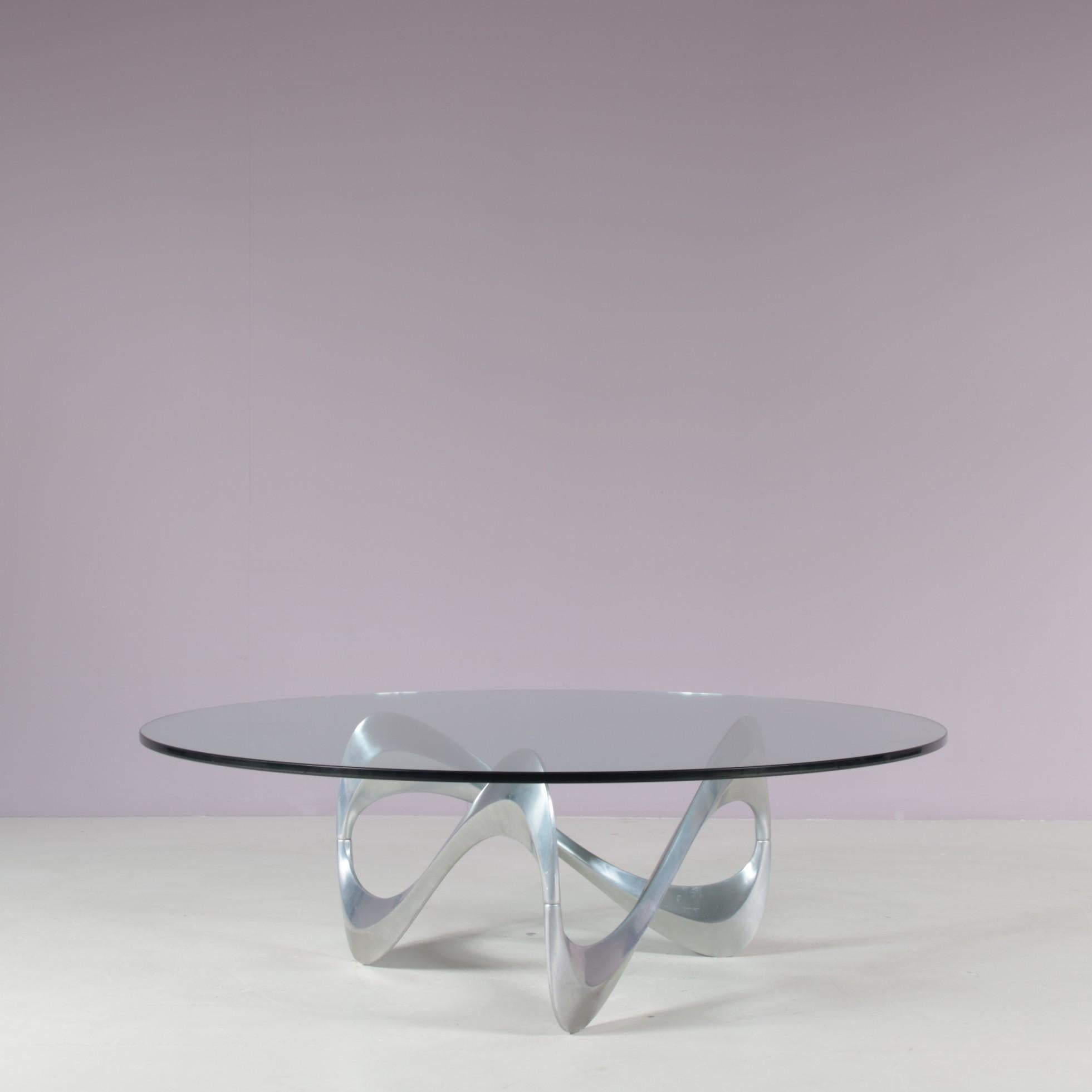 Plaqué Table basse serpent de Knut Hesterberg pour Ronald Schmidt, Allemagne, 1970 en vente