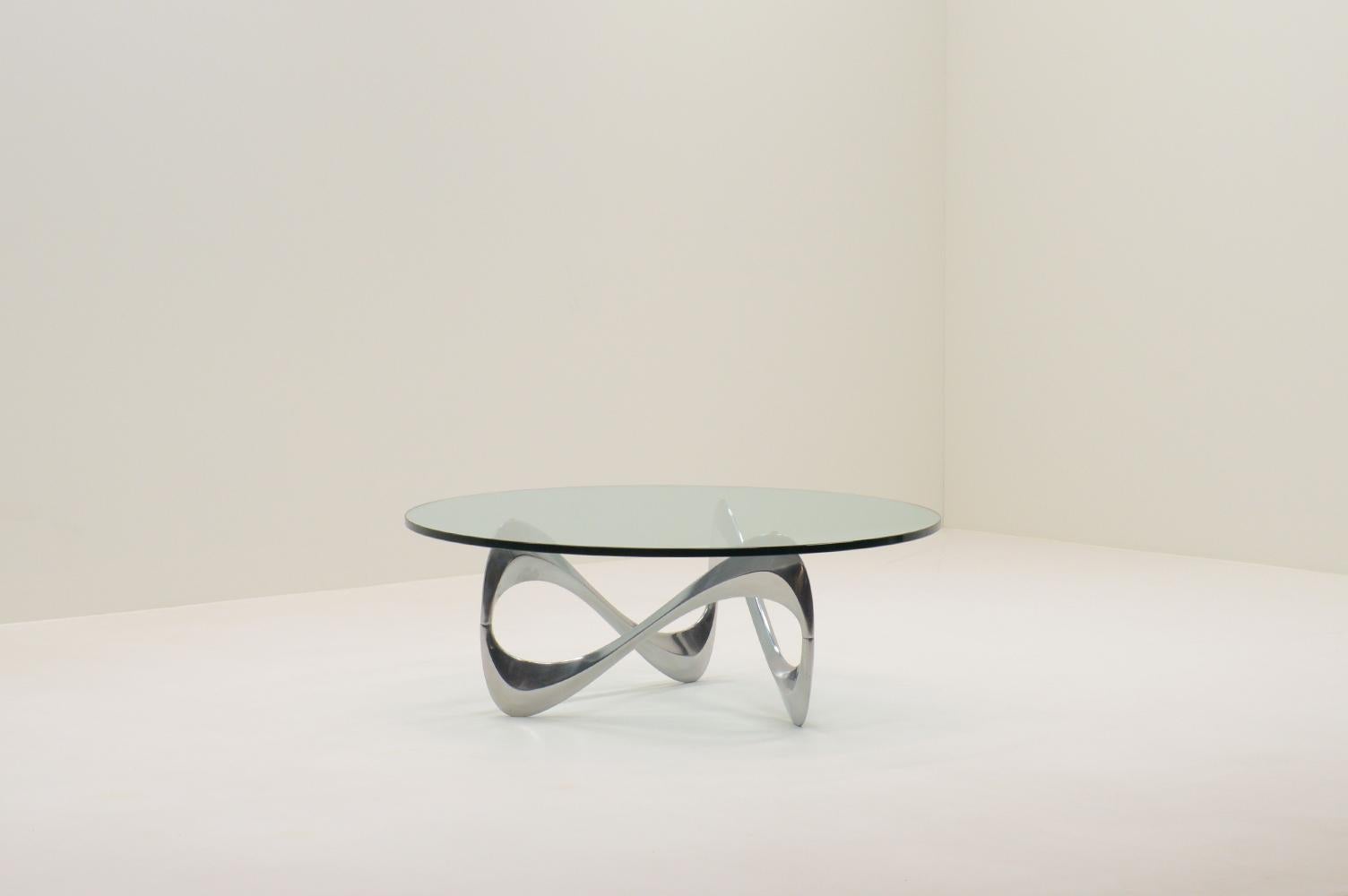 Mid-Century Modern Table basse en forme de serpent par Knut Hesterberg pour Ronald Schmitt, 1960, Allemagne.  en vente