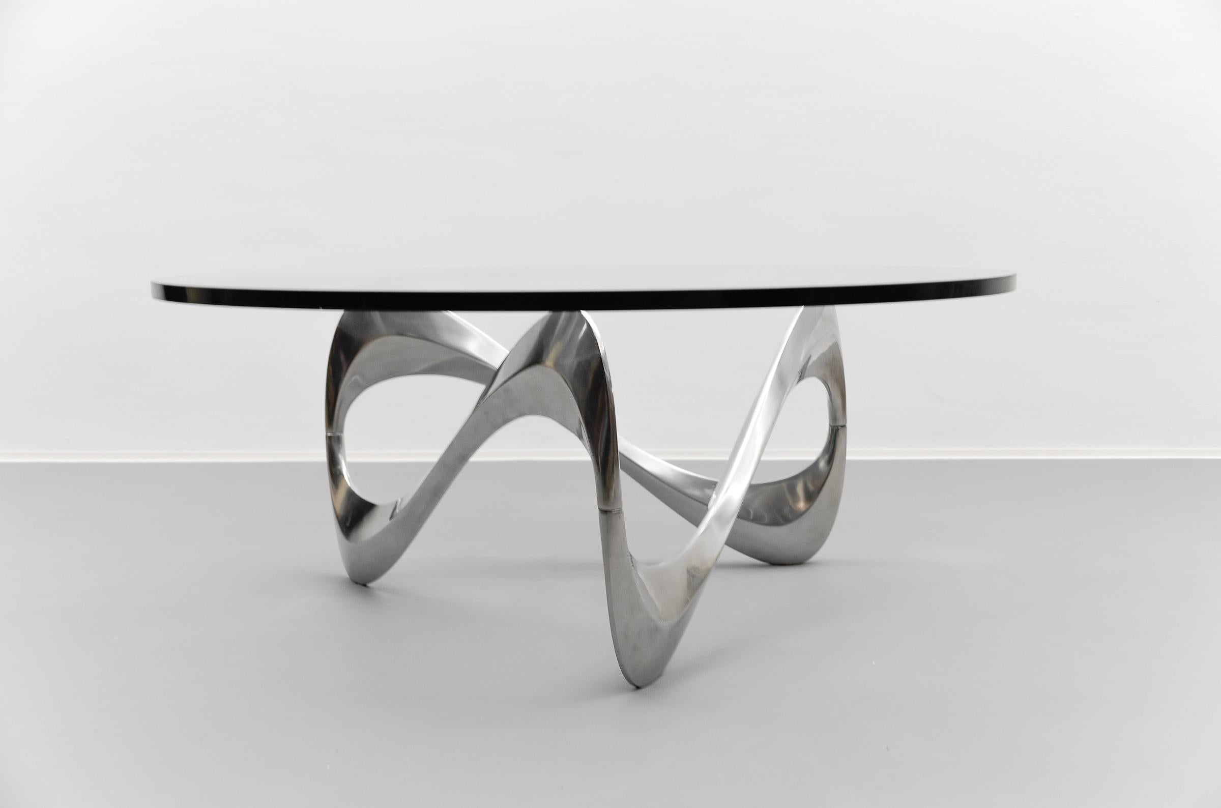 Hollywood Regency Snake Coffee Table by Knut Hesterberg for Ronald Schmitt, Germany 1970s For Sale