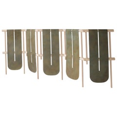 Snake Contemporary Sculptural Wood Bronze Patina Room Divider Screen Green
