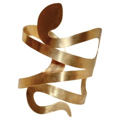 Snake Cuff in gilded Brass