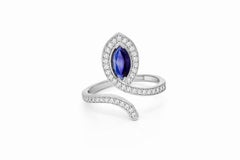 Snake design 14k gold Blue Sapphire engagement ring