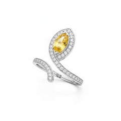 Snake design 14k gold Yellow sapphire engagement ring