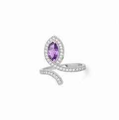 Snake design 14k gold Amethyst engagement ring