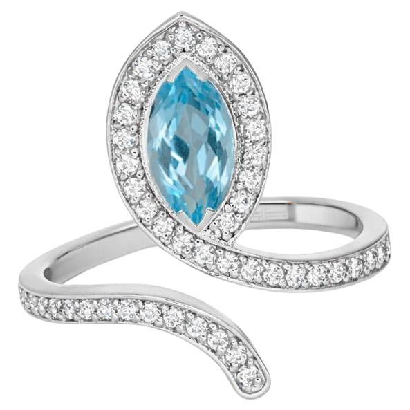 Snake design 14k gold Topaz engagement ring For Sale