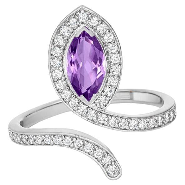 Snake design 14k gold Amethyst engagement ring