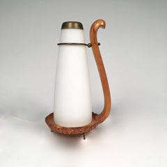 Lámpara de Sobremesa Serpiente de Hierba Opalina y Madera de Aldo Tura, Macabo, Italia