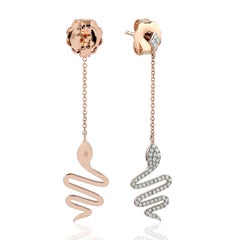 Snake Diamond 18 Karat Gold Drop Earrings