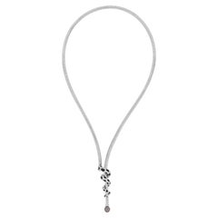 Snake Diamond Enamel long Adjustable freshwater grey pearl Necklace 