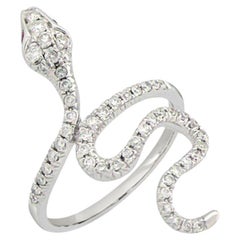 Schlange Diamant Pave & Rubin 18K Weißgold Ring