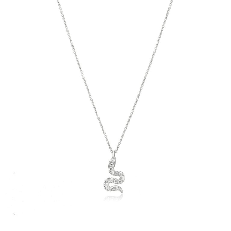 Luxle Snake Diamond Pendant Necklace in 18k White Gold at 1stDibs