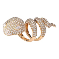 Anillo de Oro Rosa 18k con Diamante Serpiente