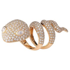 Snake Diamond Pink Gold Ring