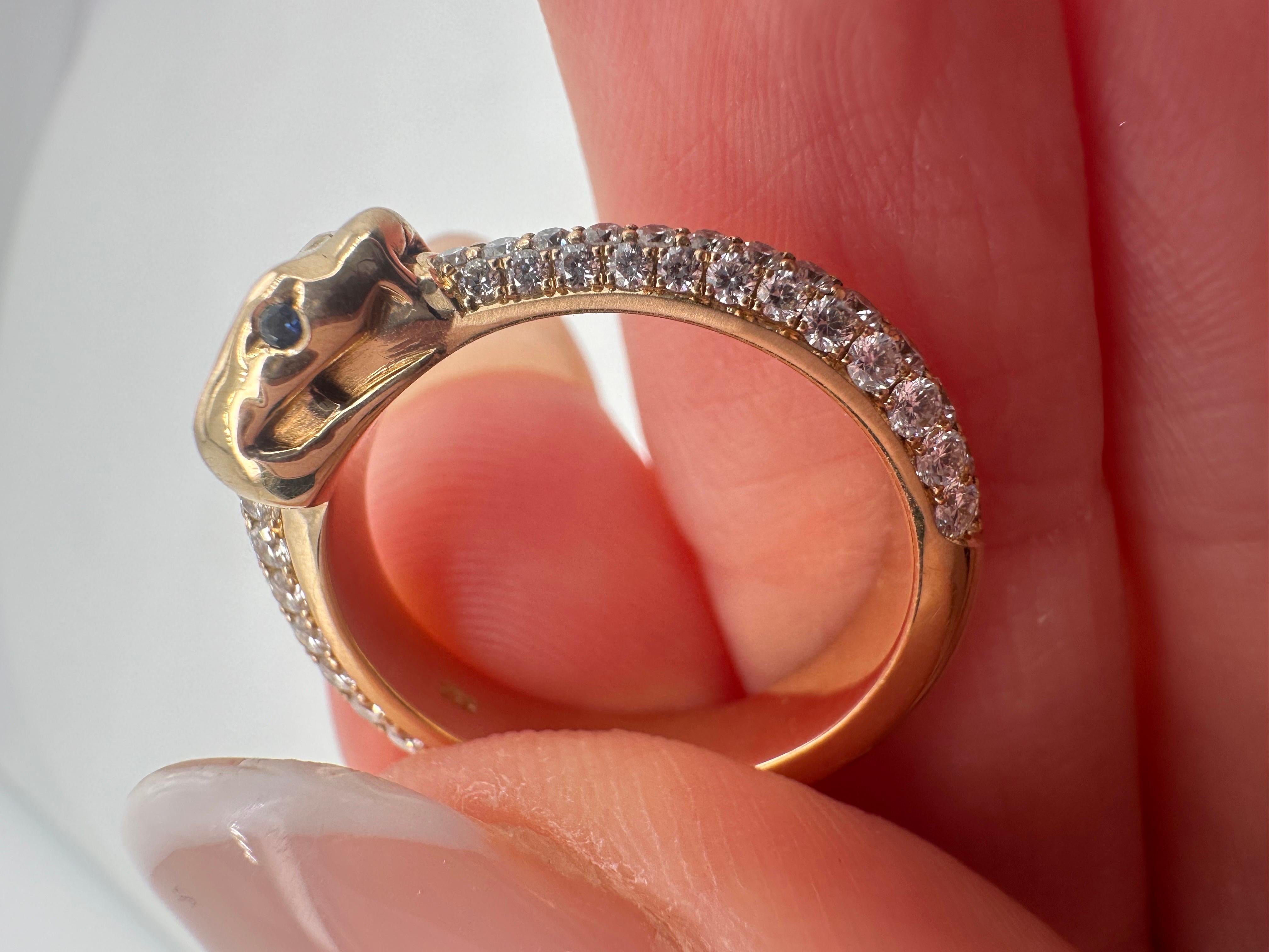 Snake diamond ring 18kt Pave set diamond ring  For Sale 3
