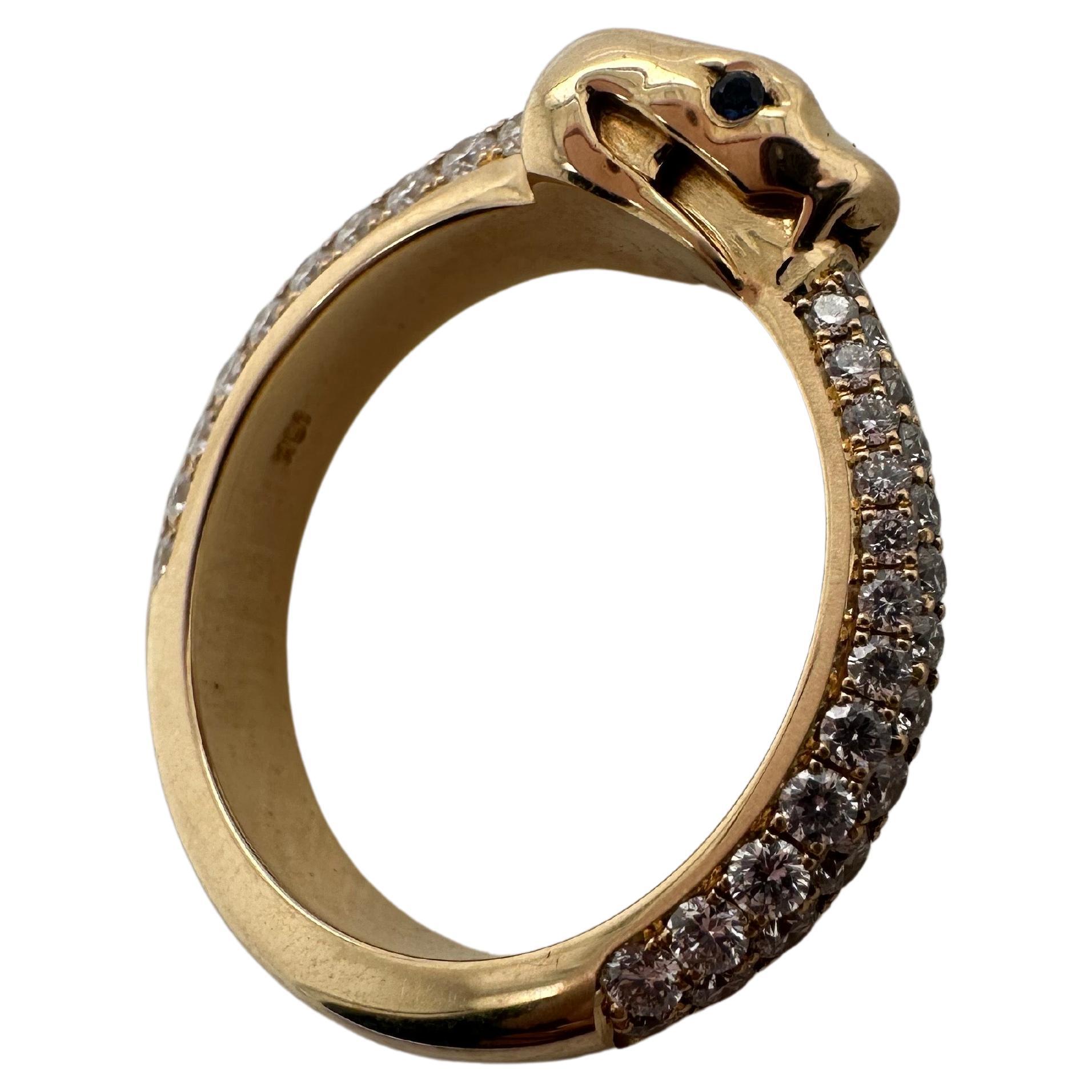 Snake diamond ring 18kt Pave set diamond ring  For Sale