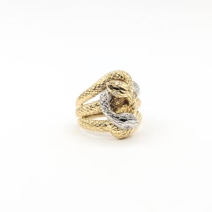 Bague serpent diamant en or jaune 18k et platine