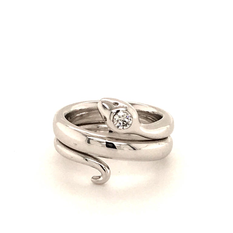 Snake Diamond White Gold 750 Ring For Sale (Free Shipping) at 1stDibs