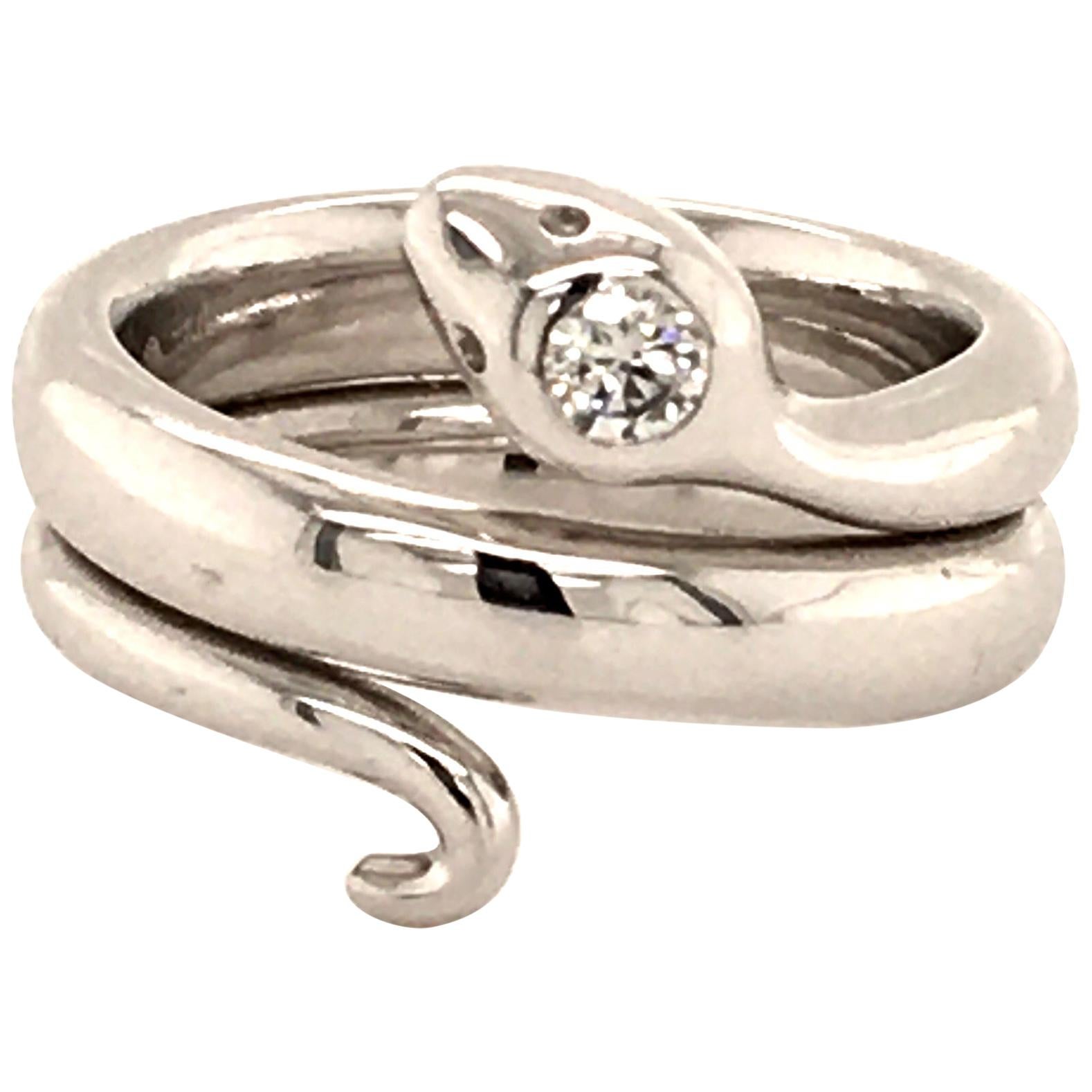 Snake Diamond White Gold 750 Ring