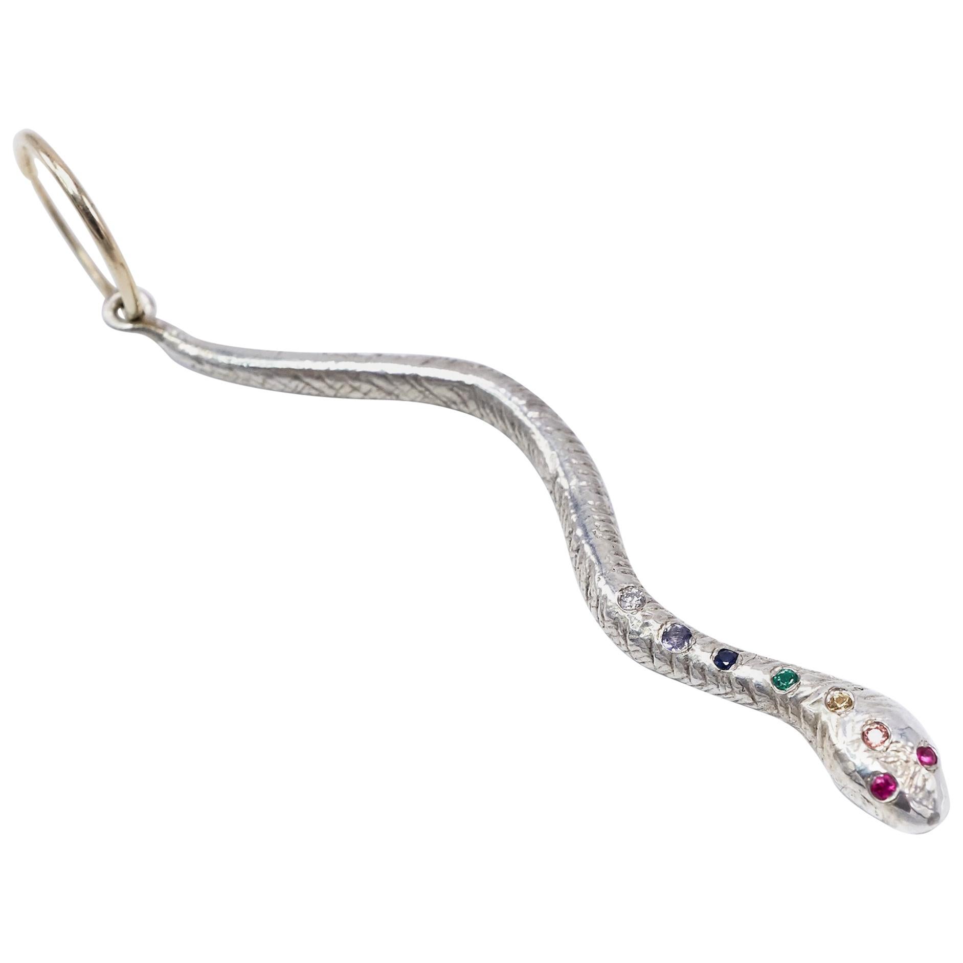 Round Cut Snake Earring Chakra White Diamond Tanzanite Blue Sapphire Emerald Citrin Ruby For Sale