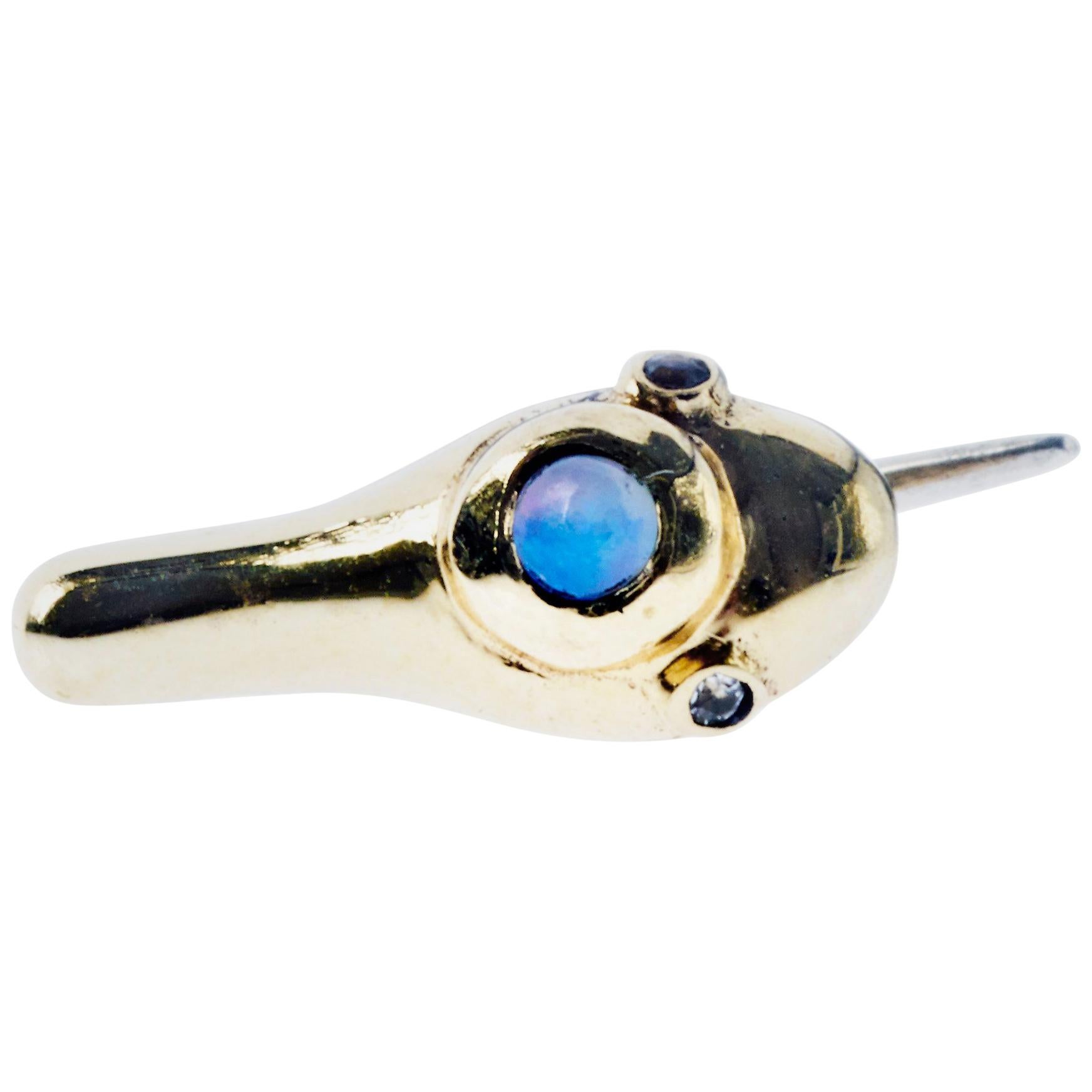 Pendiente de serpiente de oro con ópalo y diamantes blancos. Pendiente de serpiente J Dauphin en venta