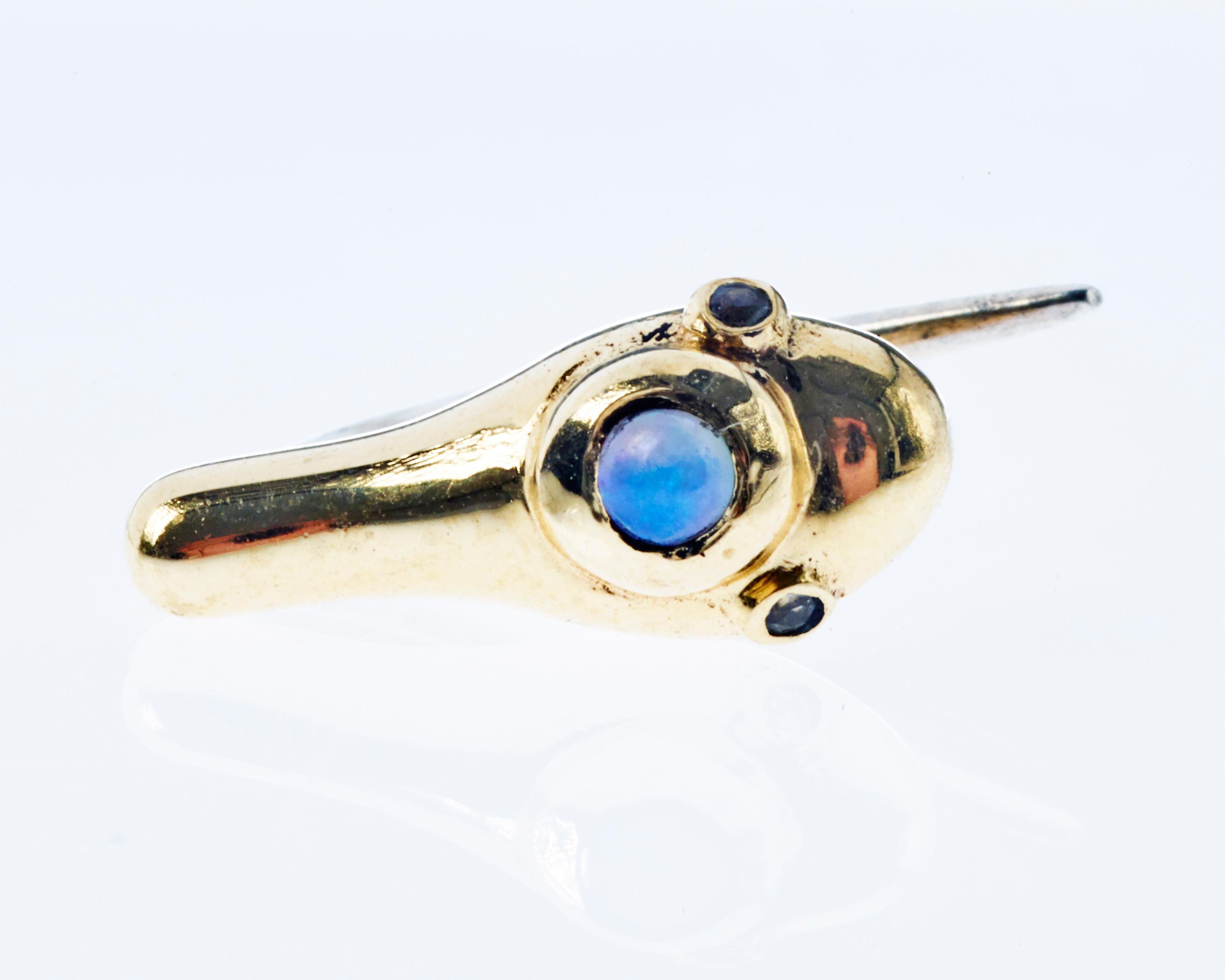 Round Cut White Diamond Opal Snake Earring Single J Dauphin For Sale