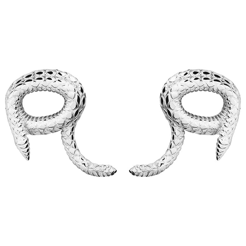 Silver Snake Earrings For Sale at 1stDibs
