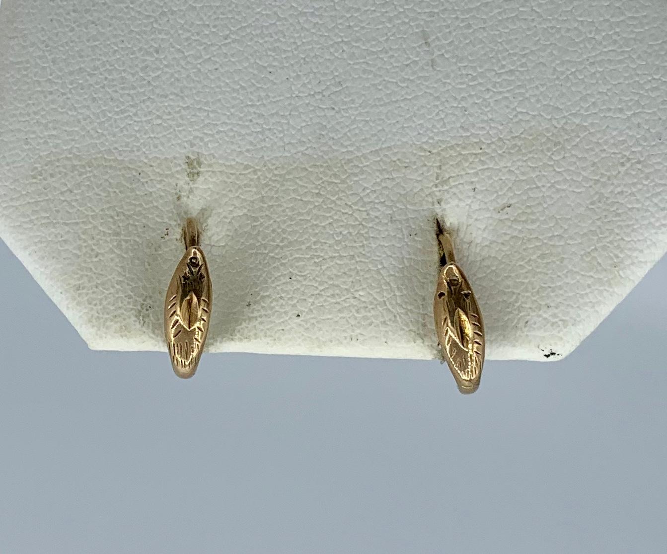 Snake Earrings Victorian 14 Karat Gold Etruscan Revival Hoop Earrings 1