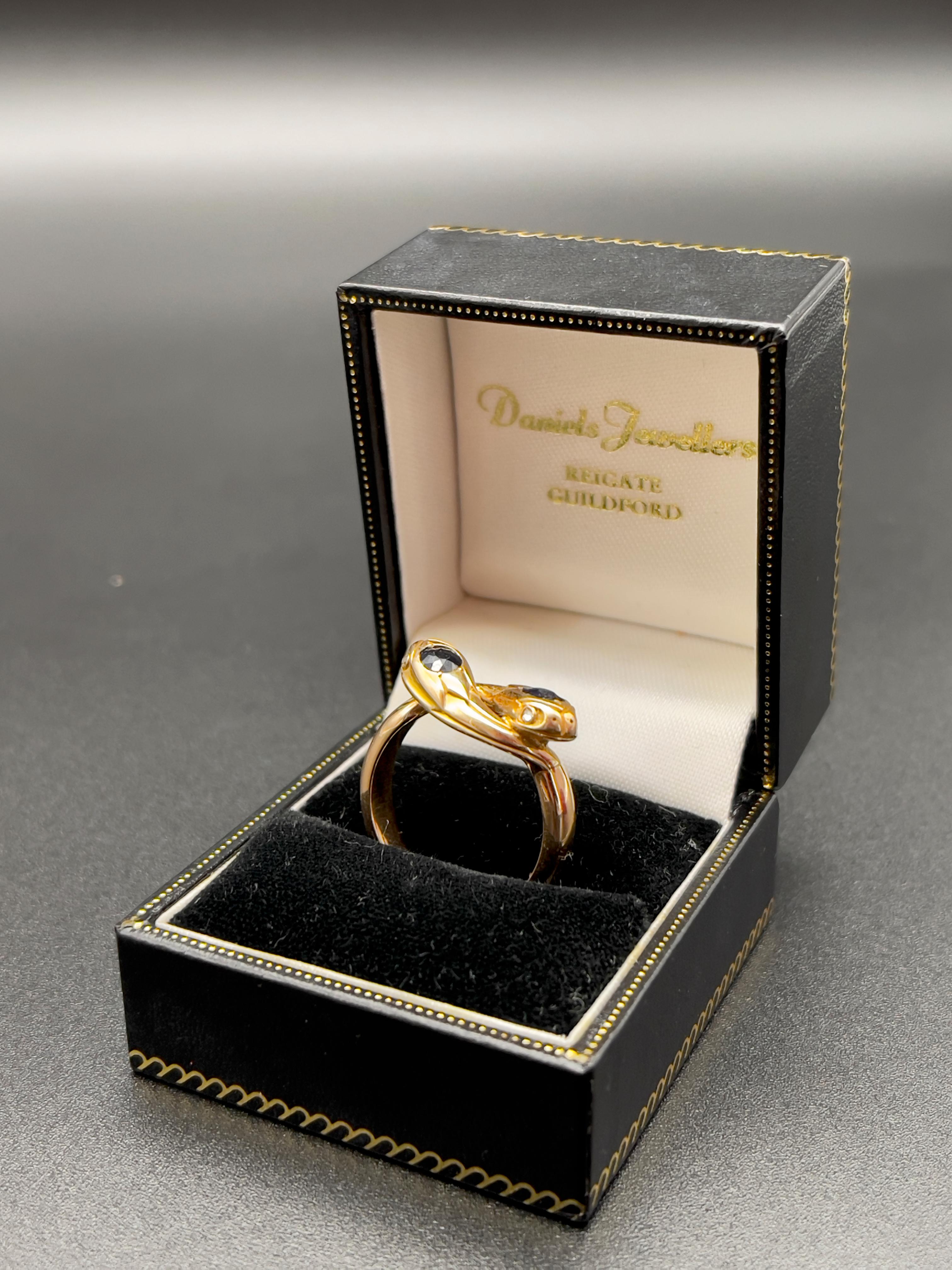 Victorian Sapphires Snakes Yellow Gold Egyptian Ring For Sale 1