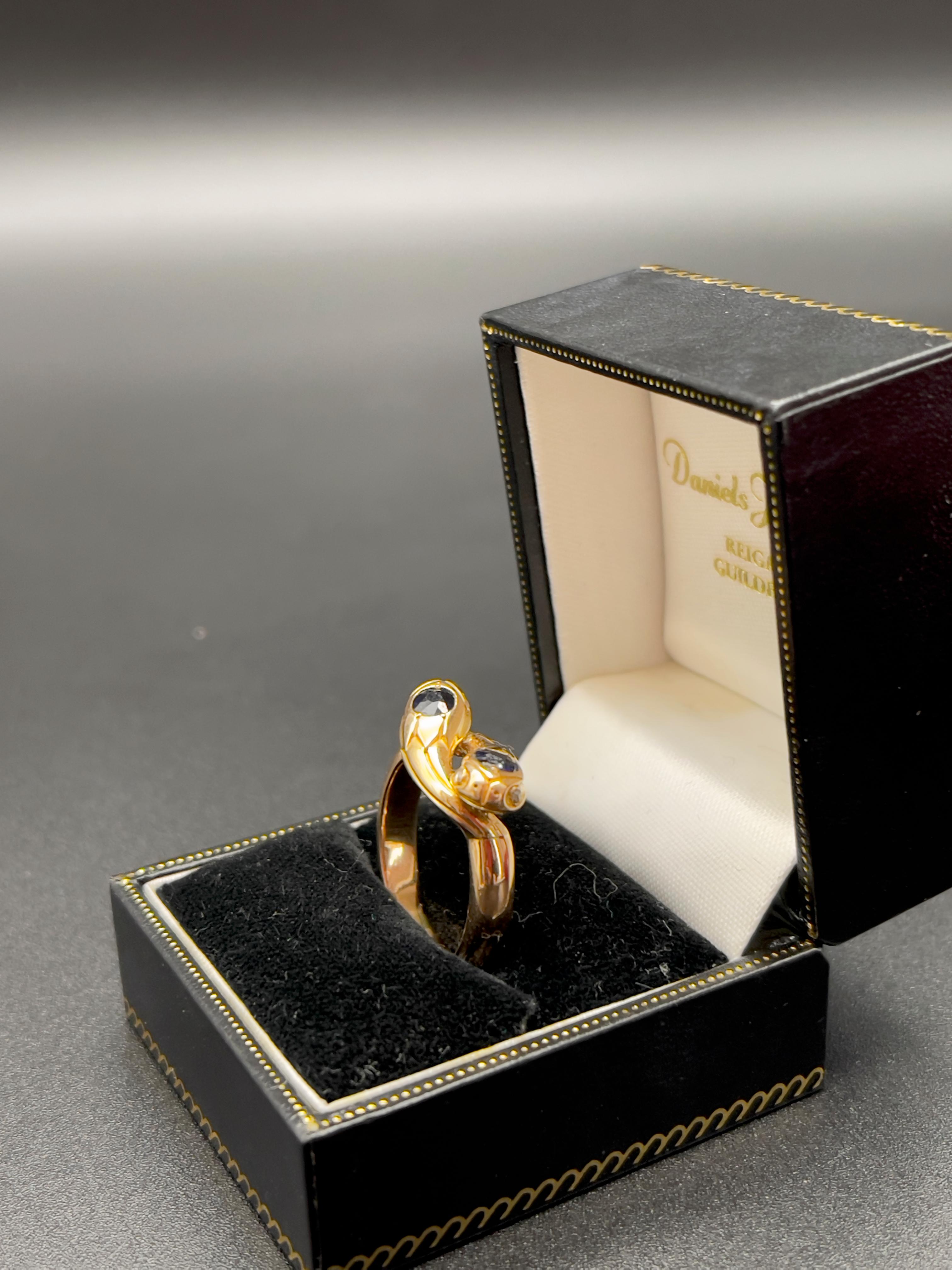 Victorian Sapphires Snakes Yellow Gold Egyptian Ring For Sale 2