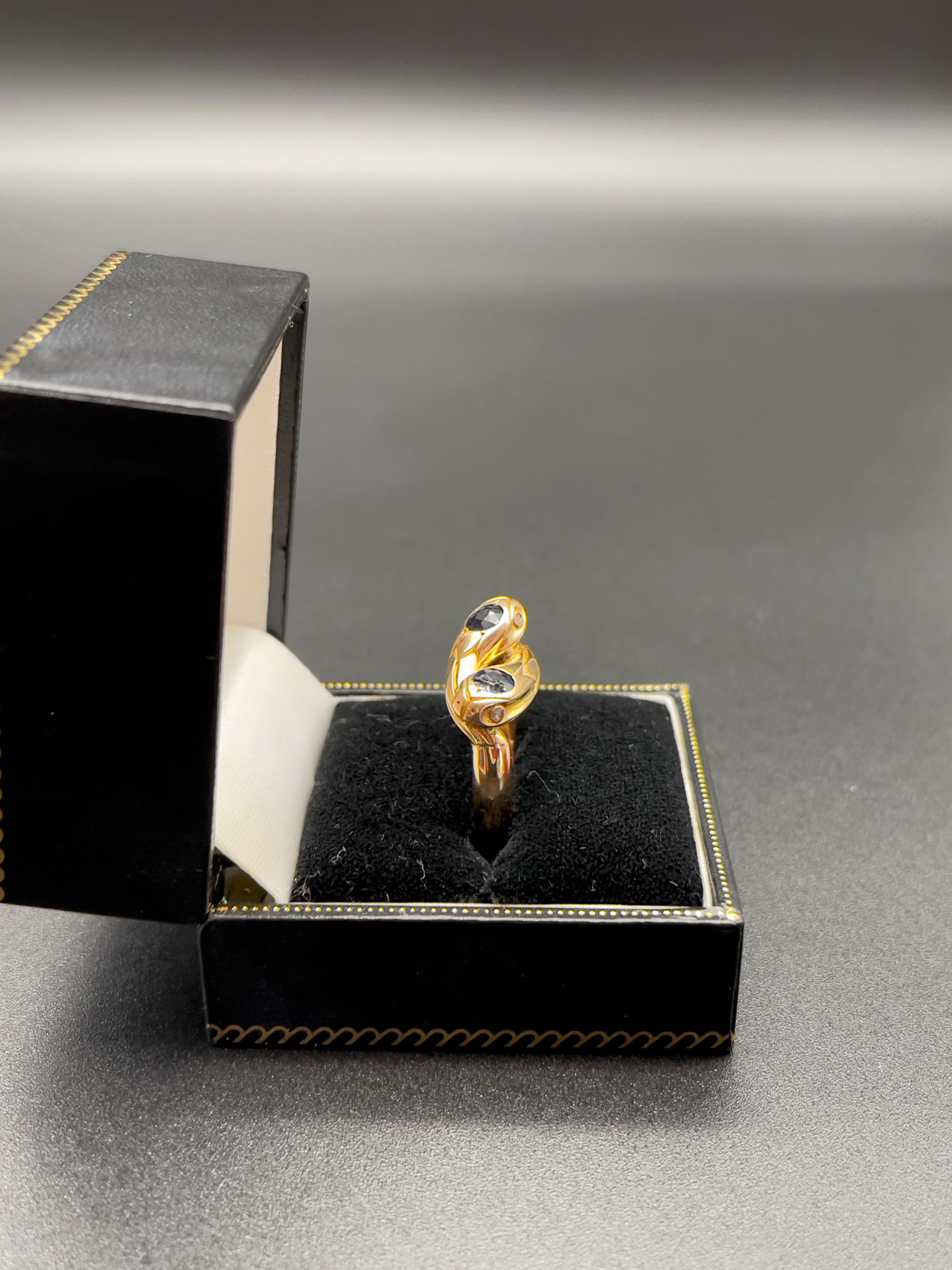Egyptian Revival Victorian Sapphires Snakes Yellow Gold Egyptian Ring For Sale