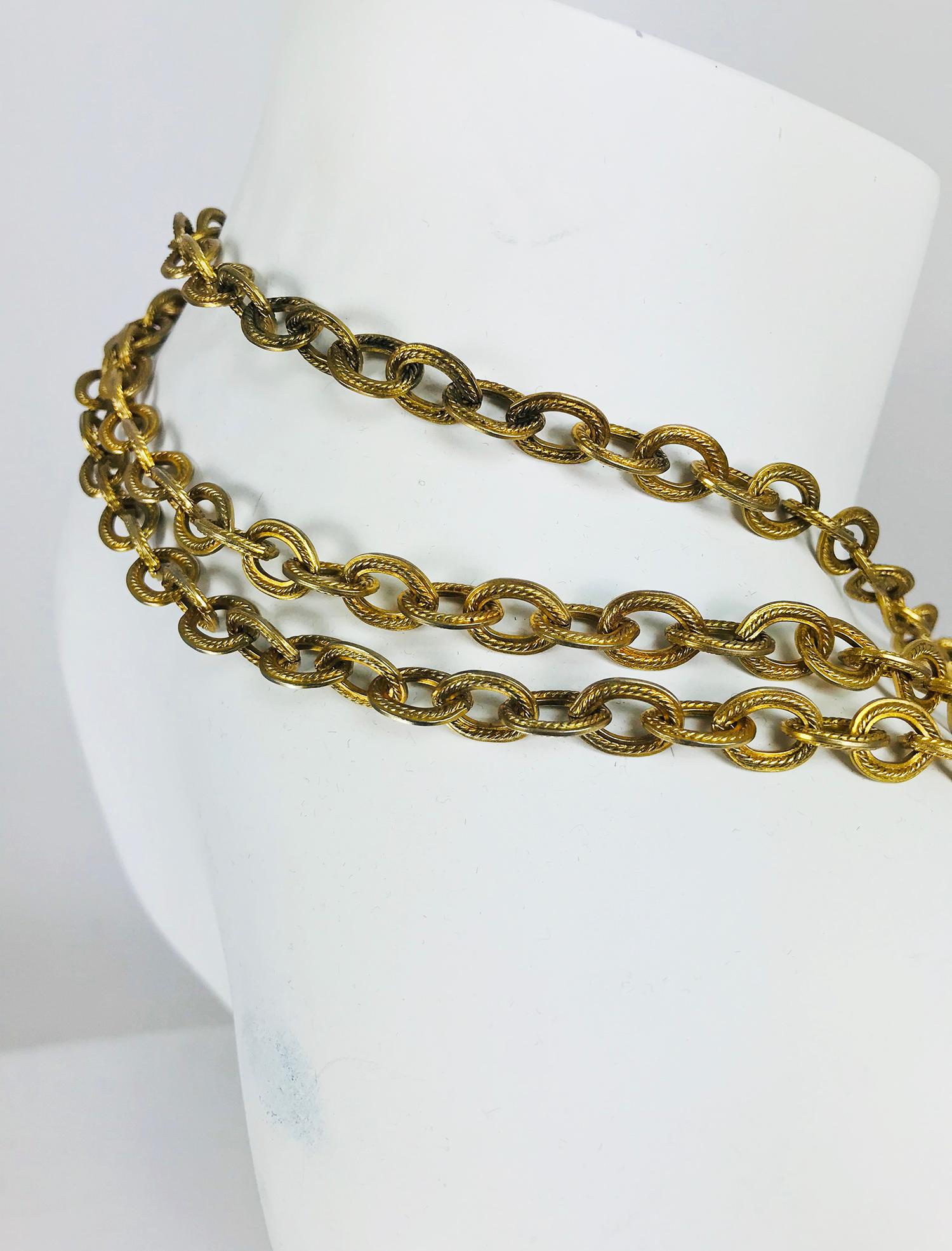 Women's or Men's Snake Festoon Necklace in faux Gold and Rhinestone Vintage
