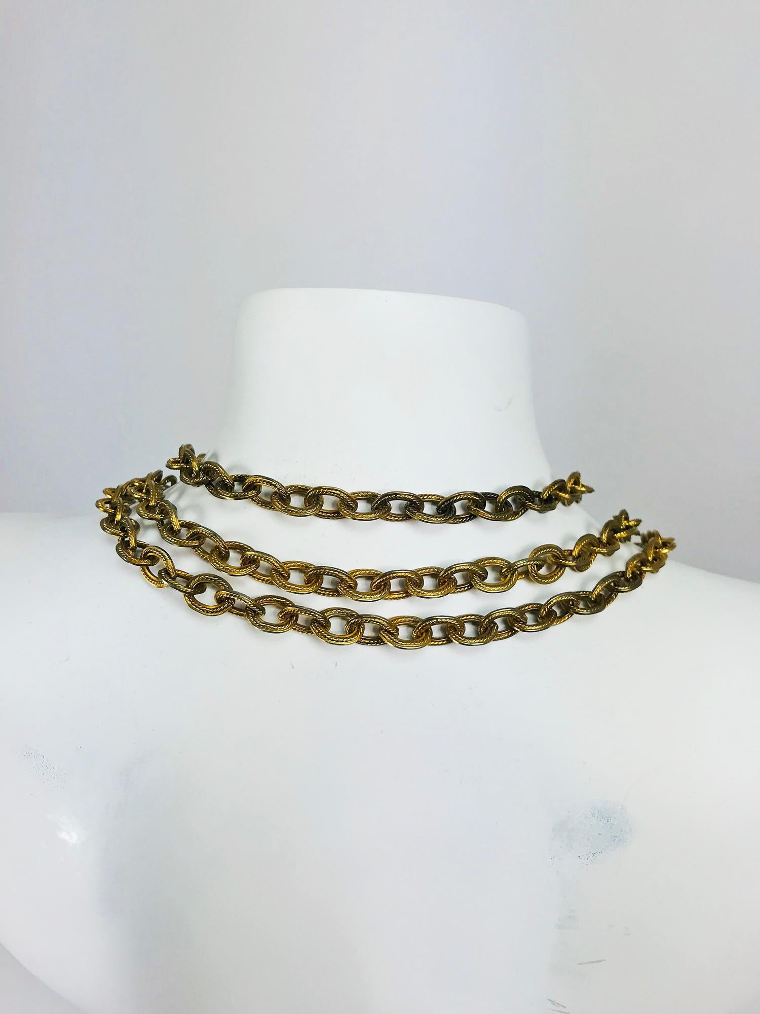 Snake Festoon Necklace in faux Gold and Rhinestone Vintage 1