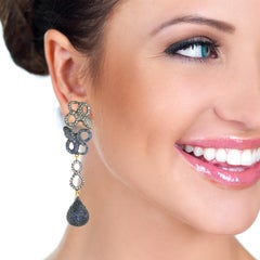 Snake Figure Fauna Dangle Earrings With Sapphire & Diamonds In 14k Gold & Silver