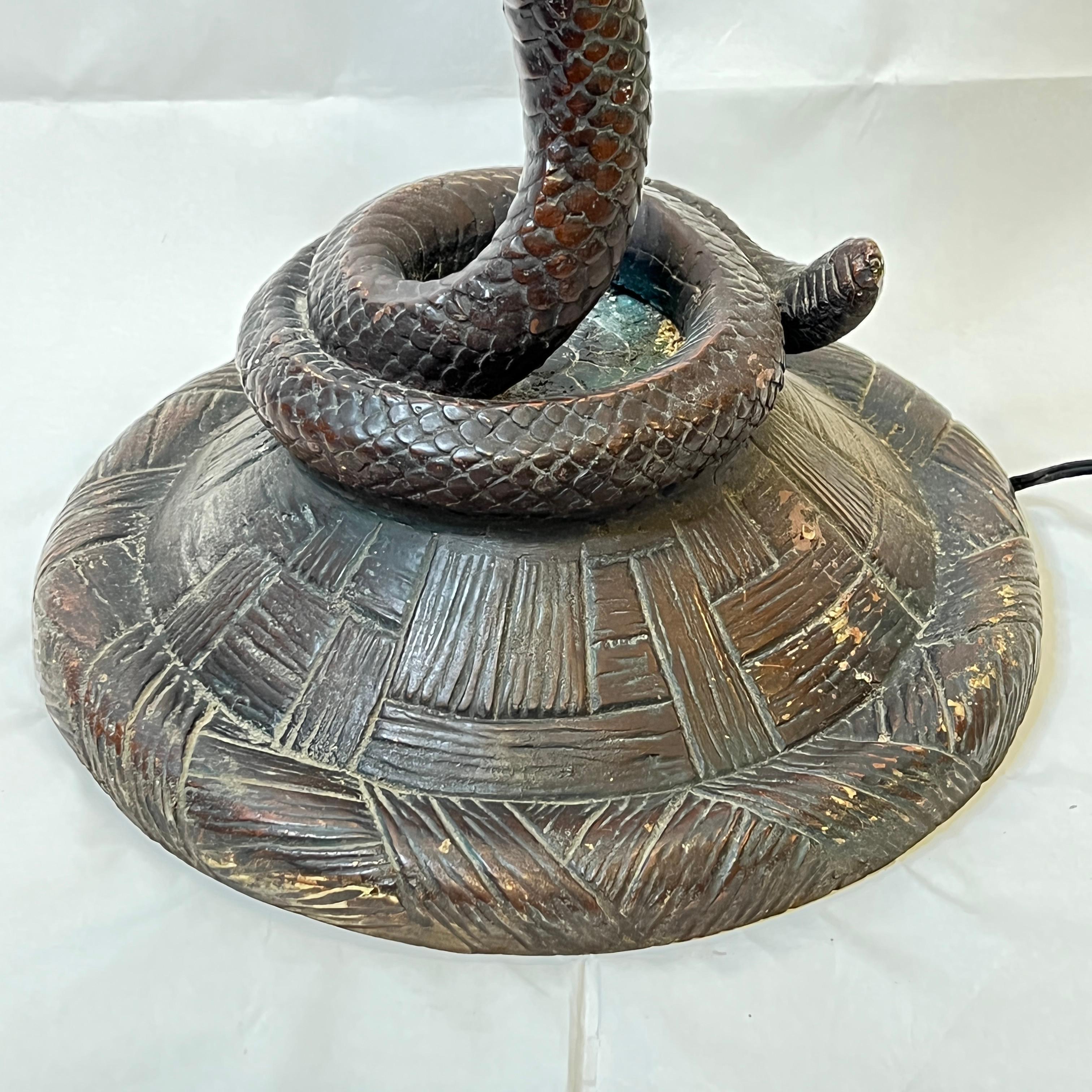 Bronze Snake Form Floor Lamp After Original by Edgar Brandt For Sale