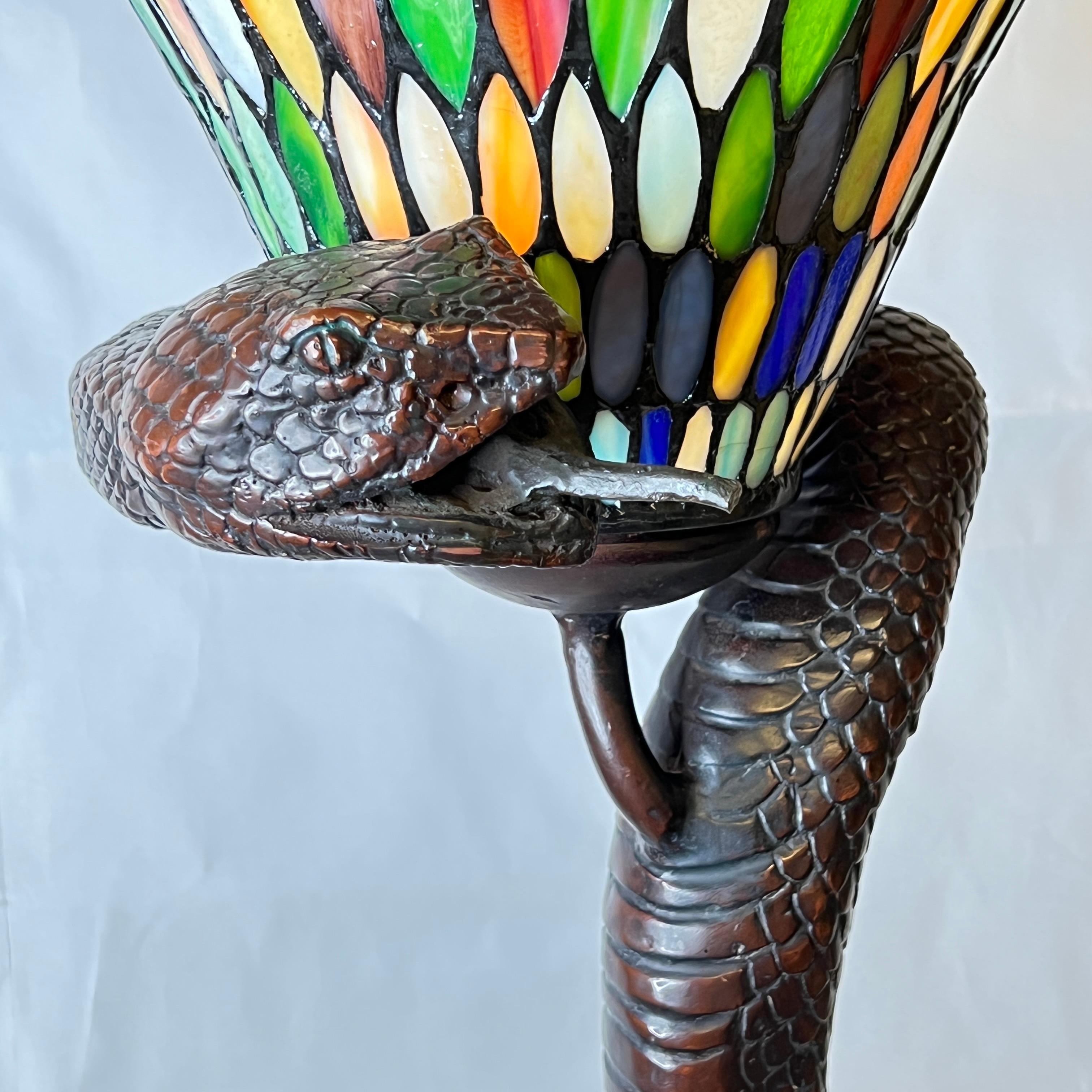 Art Deco Snake Form Floor Lamp After Original by Edgar Brandt For Sale