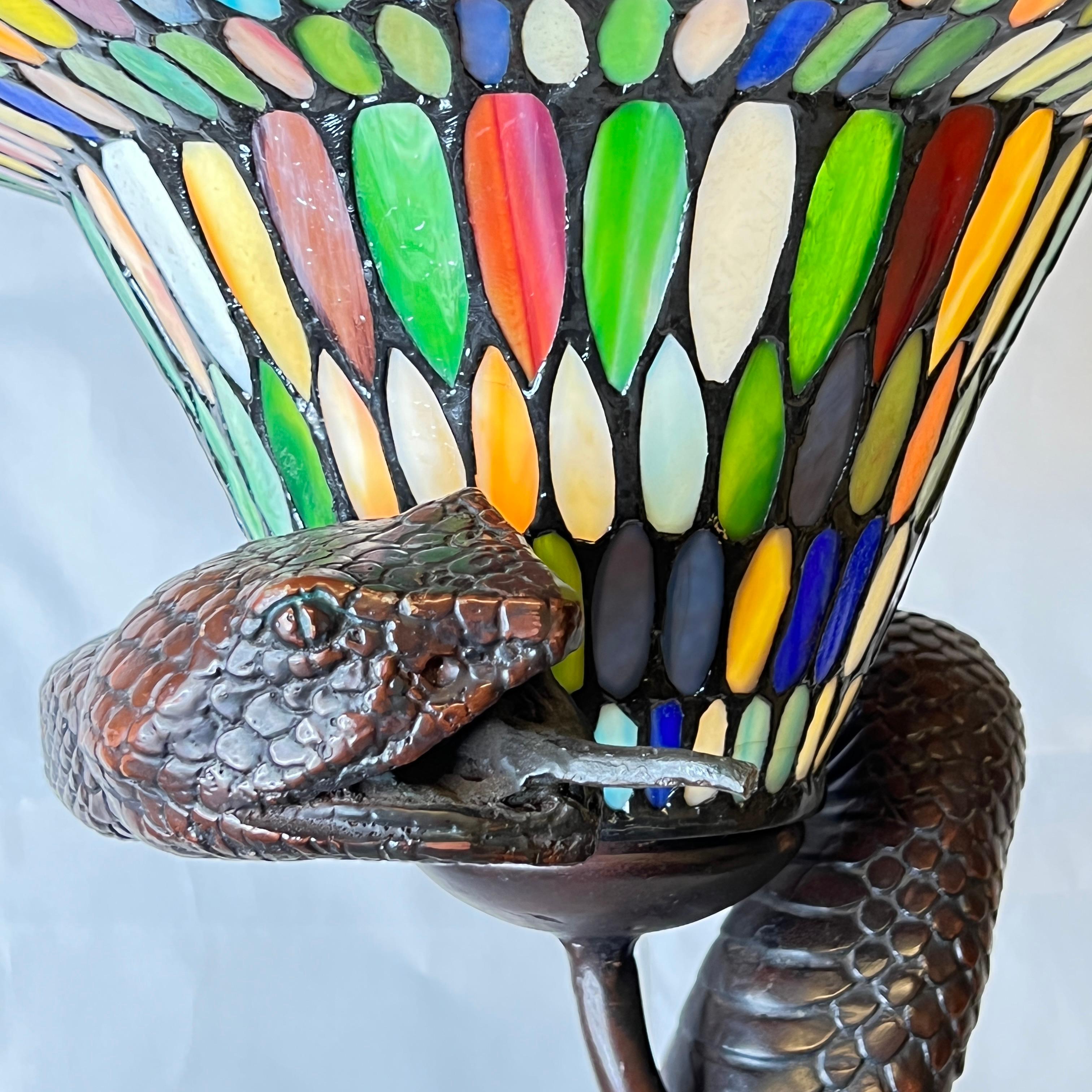 Patinated Snake Form Floor Lamp After Original by Edgar Brandt For Sale