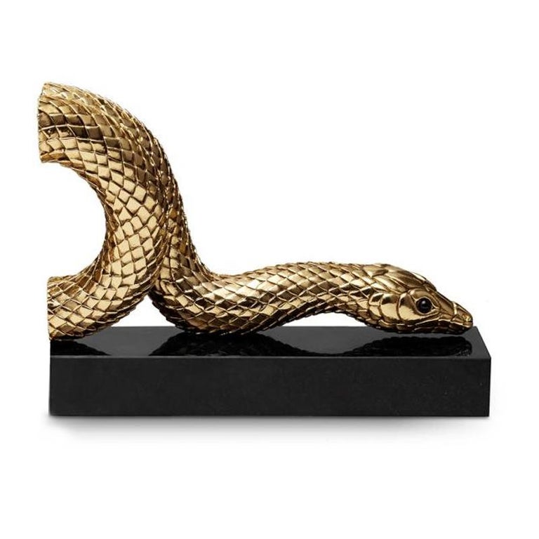 Snake Gold Bookend Set Gold Plated or Platinum Plated For Sale at