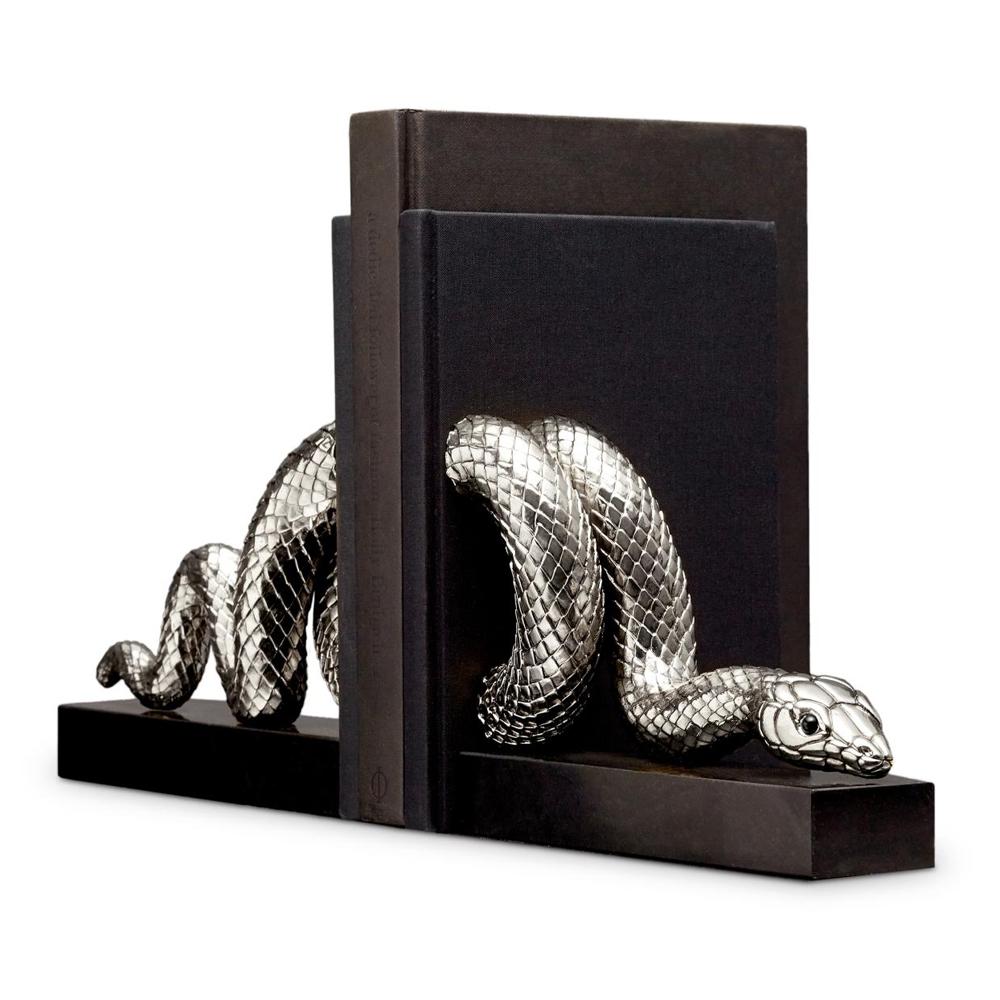 Snake Gold Bookend Set Gold Plated or Platinum Plated In New Condition For Sale In Paris, FR