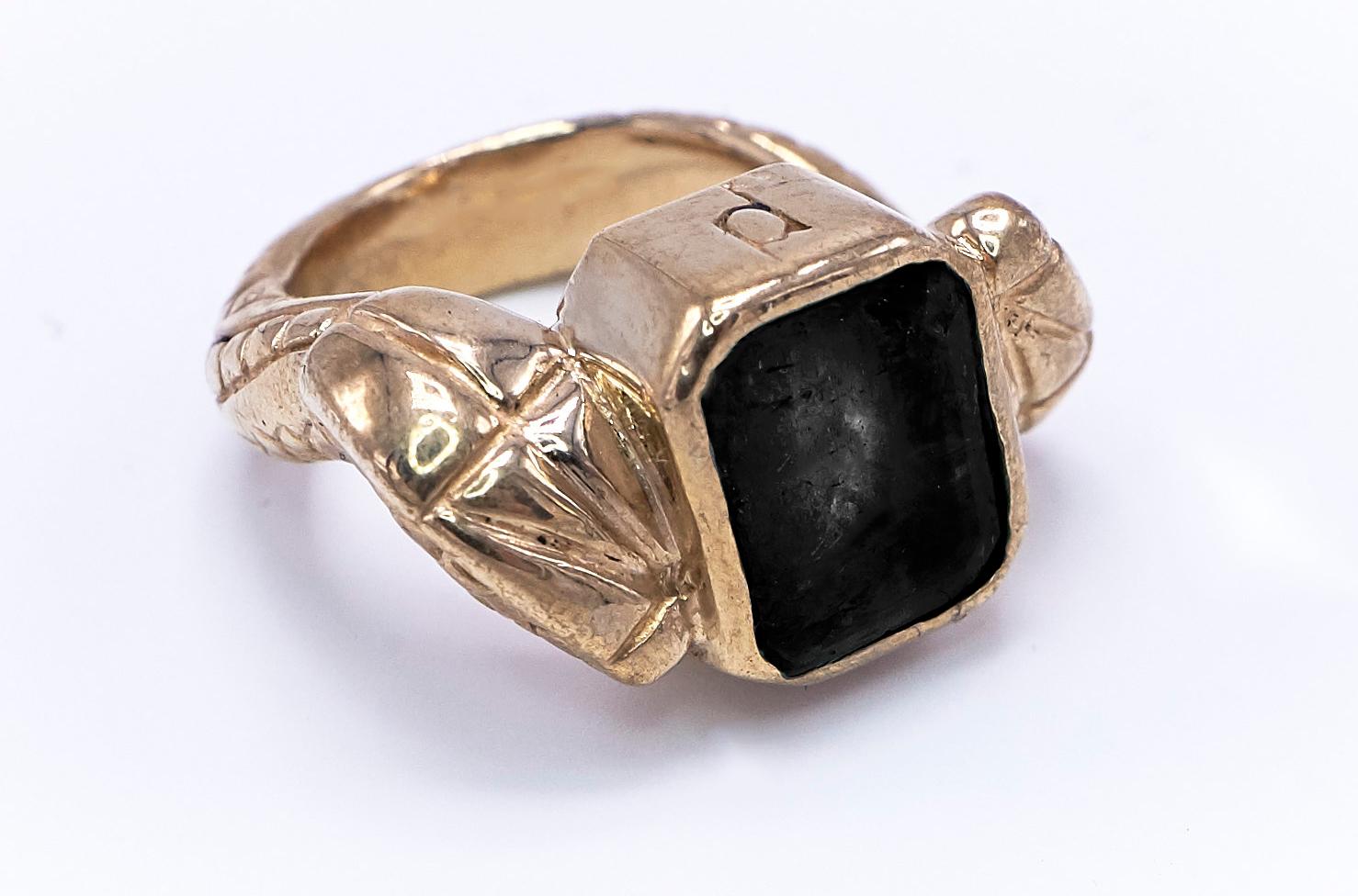 Contemporary Snake Head Ring Onyx For Sale