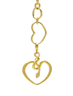 Snake Heart Charm 18 Karat Yellow Gold with 0.7 Carat Diamonds