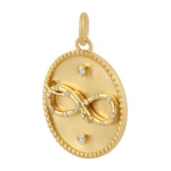 Snake Infinity Diamond 14 Karat Gold Charm Pendant Necklace